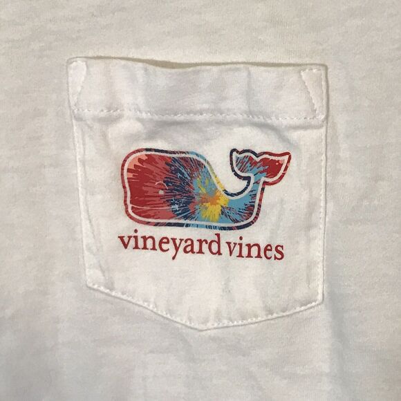 Vineyard Vines White Top Womens XS Rainbow Whale Logo Long Sleeve Scoop Neck Tee - Picture 2 of 8